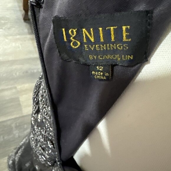 Beautiful gray Sparkling Halter Evening Gown With Sequins Around The Neck Sz 12 - Picture 6 of 10